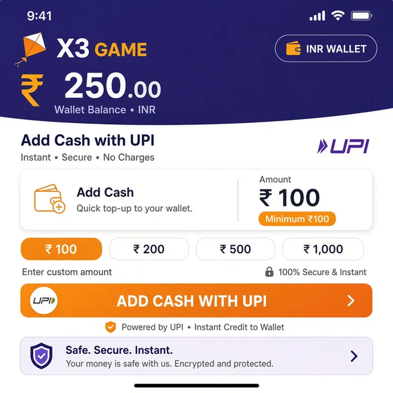 X3 Game INR UPI wallet
